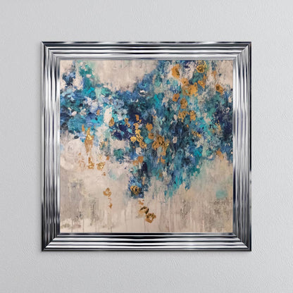 Blooming Blue 2 with Gold Foil Embellishment - Framed Wall Art