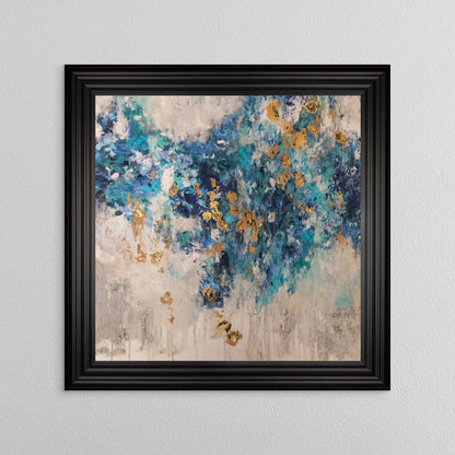 Blooming Blue 2 with Gold Foil Embellishment - Framed Wall Art