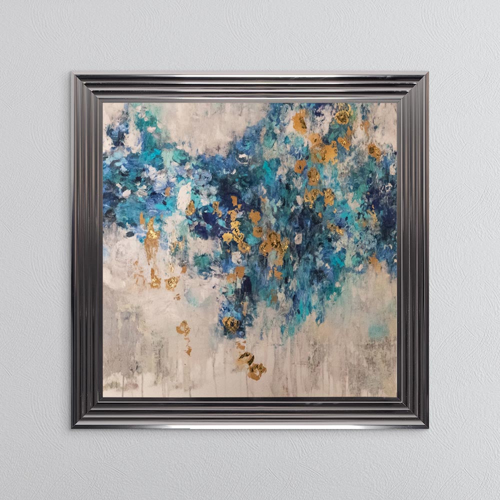 Blooming Blue 2 with Gold Foil Embellishment - Framed Wall Art