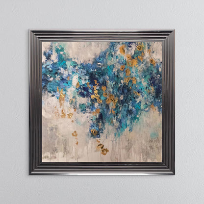 Blooming Blue 2 with Gold Foil Embellishment - Framed Wall Art