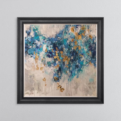 Blooming Blue 2 with Gold Foil Embellishment - Framed Wall Art