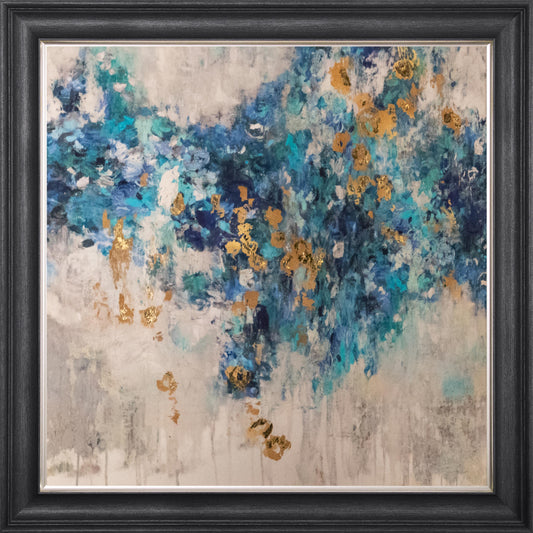 Blooming Blue 2 with Gold Foil Embellishment - Framed Wall Art