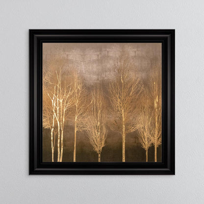 Golden Trees on Gold with Gold Foil Embellishment - Framed Wall Art