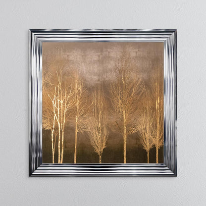 Golden Trees on Gold with Gold Foil Embellishment - Framed Wall Art