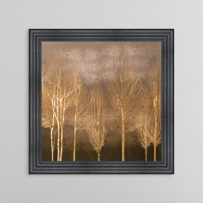 Golden Trees on Gold with Gold Foil Embellishment - Framed Wall Art