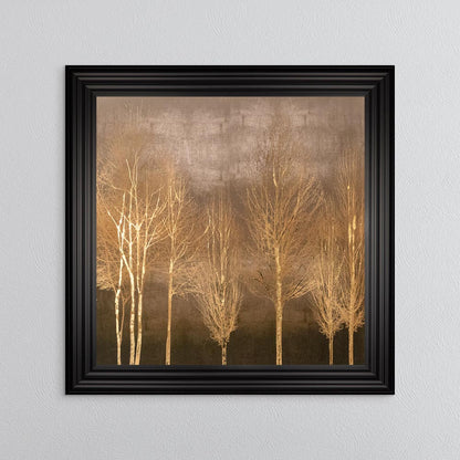 Golden Trees on Gold with Gold Foil Embellishment - Framed Wall Art