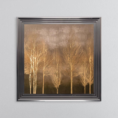 Golden Trees on Gold with Gold Foil Embellishment - Framed Wall Art