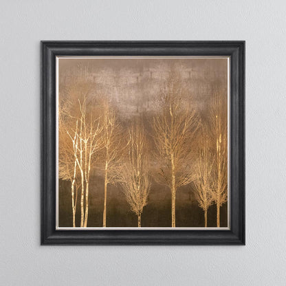 Golden Trees on Gold with Gold Foil Embellishment - Framed Wall Art