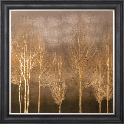 Golden Trees on Gold with Gold Foil Embellishment - Framed Wall Art
