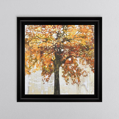 Solo Orange Tree with Gold Foil Embellishment Framed Wall Art