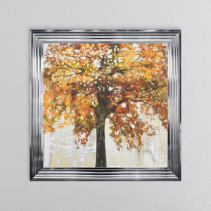 Solo Orange Tree with Gold Foil Embellishment Framed Wall Art