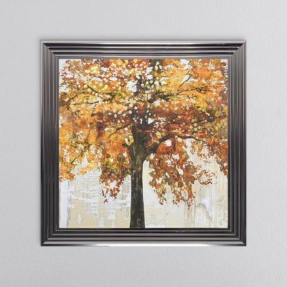 Solo Orange Tree with Gold Foil Embellishment Framed Wall Art