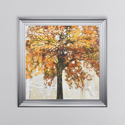 Solo Orange Tree with Gold Foil Embellishment Framed Wall Art
