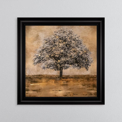 Stately Gold Tree with Gold Foil Embellishment Framed Wall Art