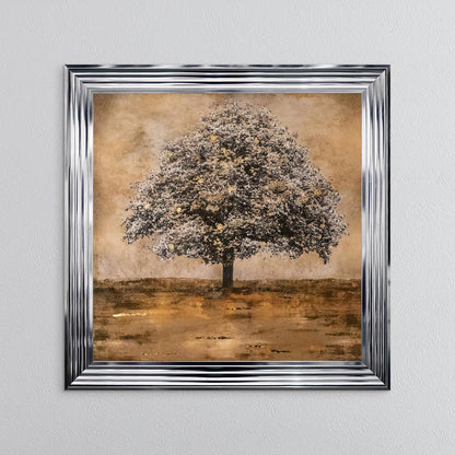 Stately Gold Tree with Gold Foil Embellishment Framed Wall Art