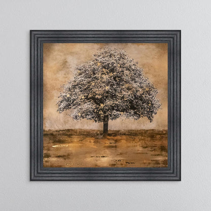 Stately Gold Tree with Gold Foil Embellishment Framed Wall Art