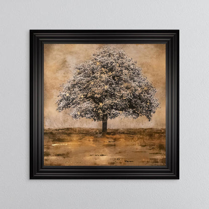 Stately Gold Tree with Gold Foil Embellishment Framed Wall Art
