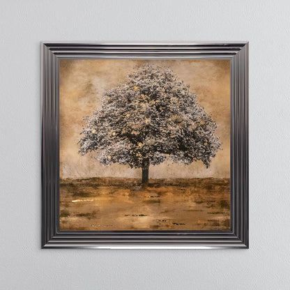 Stately Gold Tree with Gold Foil Embellishment Framed Wall Art