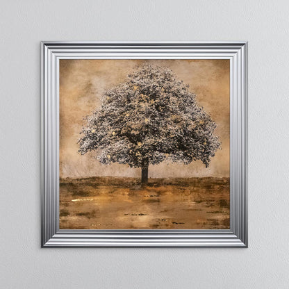 Stately Gold Tree with Gold Foil Embellishment Framed Wall Art