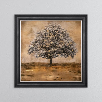 Stately Gold Tree with Gold Foil Embellishment Framed Wall Art