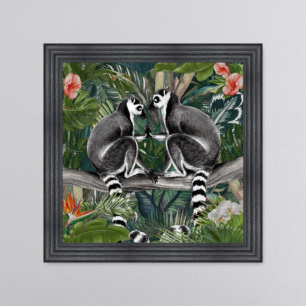 Jungle Love Lemur Framed Wall Art