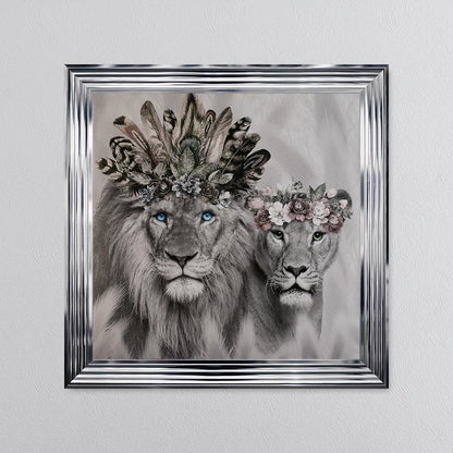 Lion King And Queen Of The Family Framed Wall Art