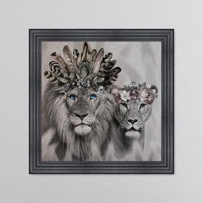 Lion King And Queen Of The Family Framed Wall Art