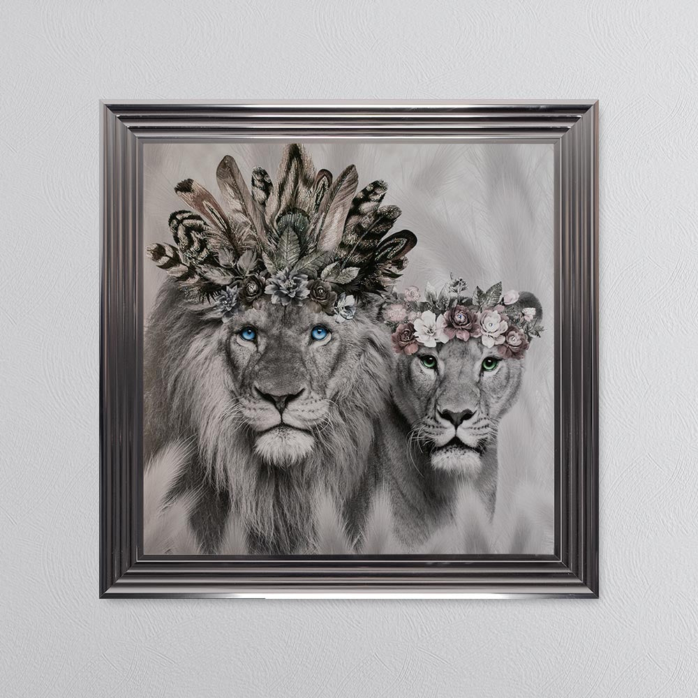 Lion King And Queen Of The Family Framed Wall Art