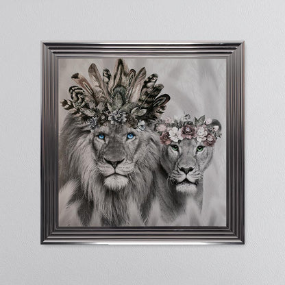 Lion King And Queen Of The Family Framed Wall Art