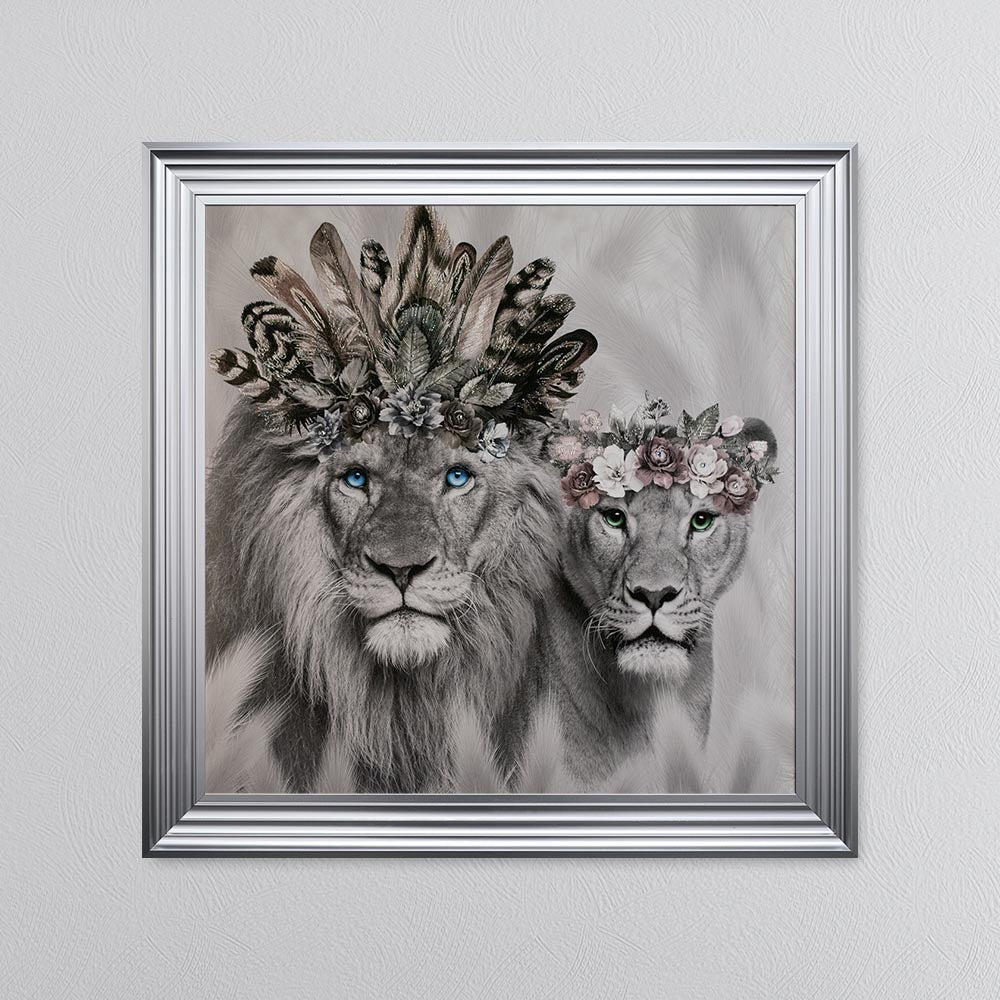 Lion King And Queen Of The Family Framed Wall Art