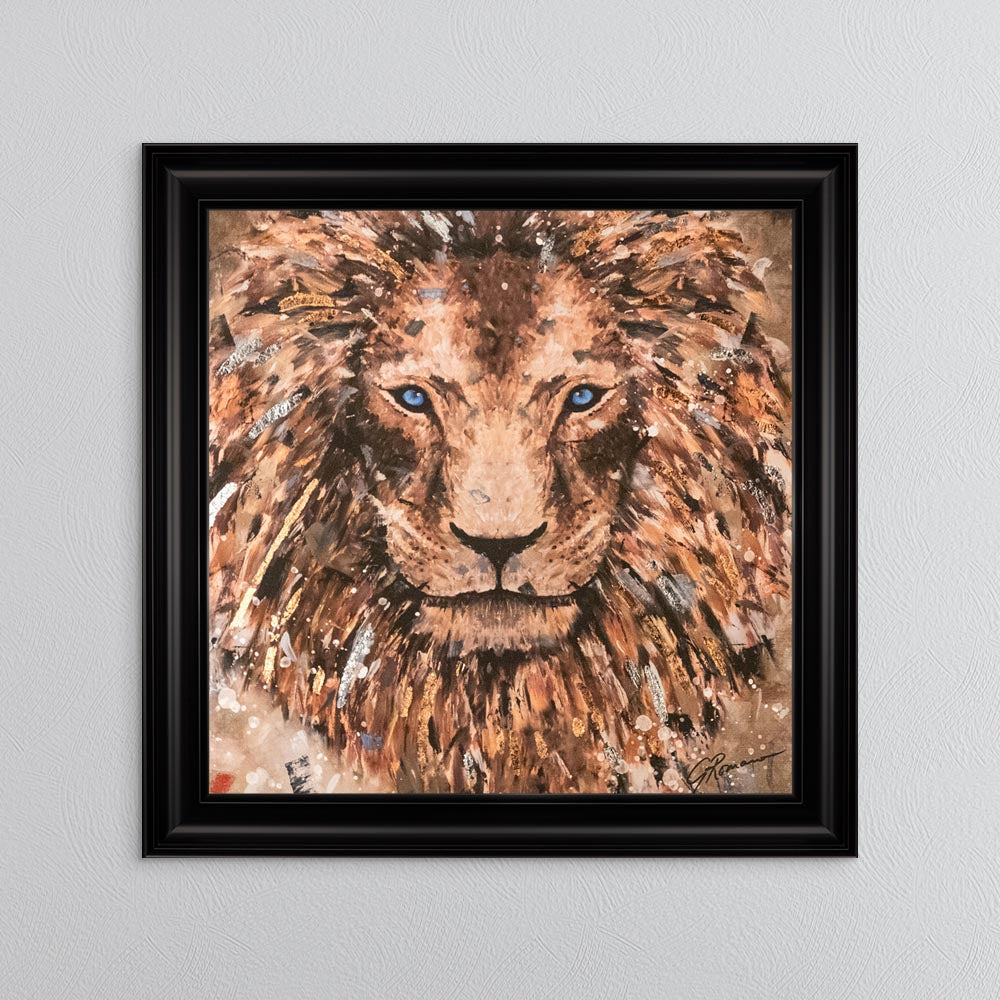 Colour Lion with Multi Foil Embellishment Framed Wall Art