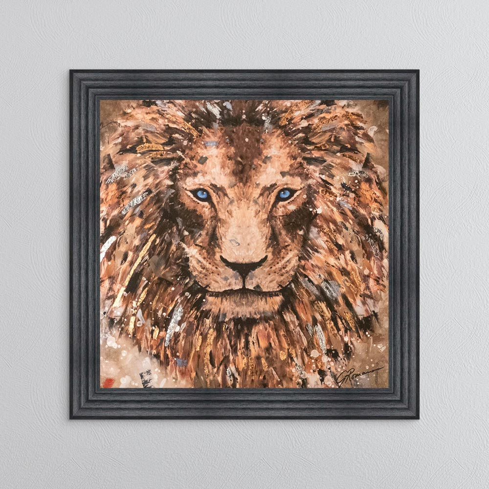 Colour Lion with Multi Foil Embellishment Framed Wall Art