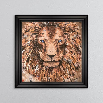 Colour Lion with Multi Foil Embellishment Framed Wall Art