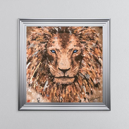 Colour Lion with Multi Foil Embellishment Framed Wall Art