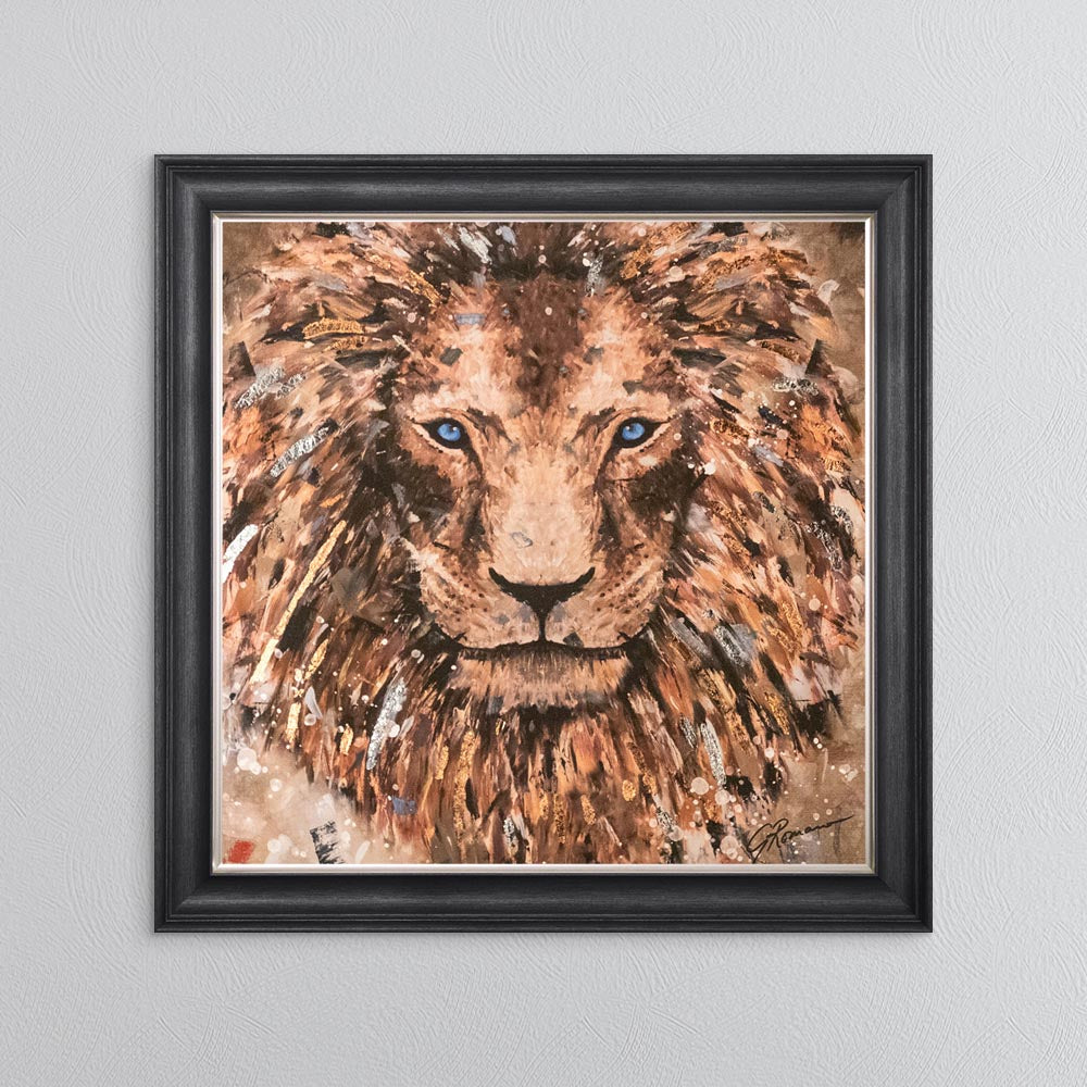 Colour Lion with Multi Foil Embellishment Framed Wall Art