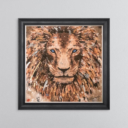 Colour Lion with Multi Foil Embellishment Framed Wall Art