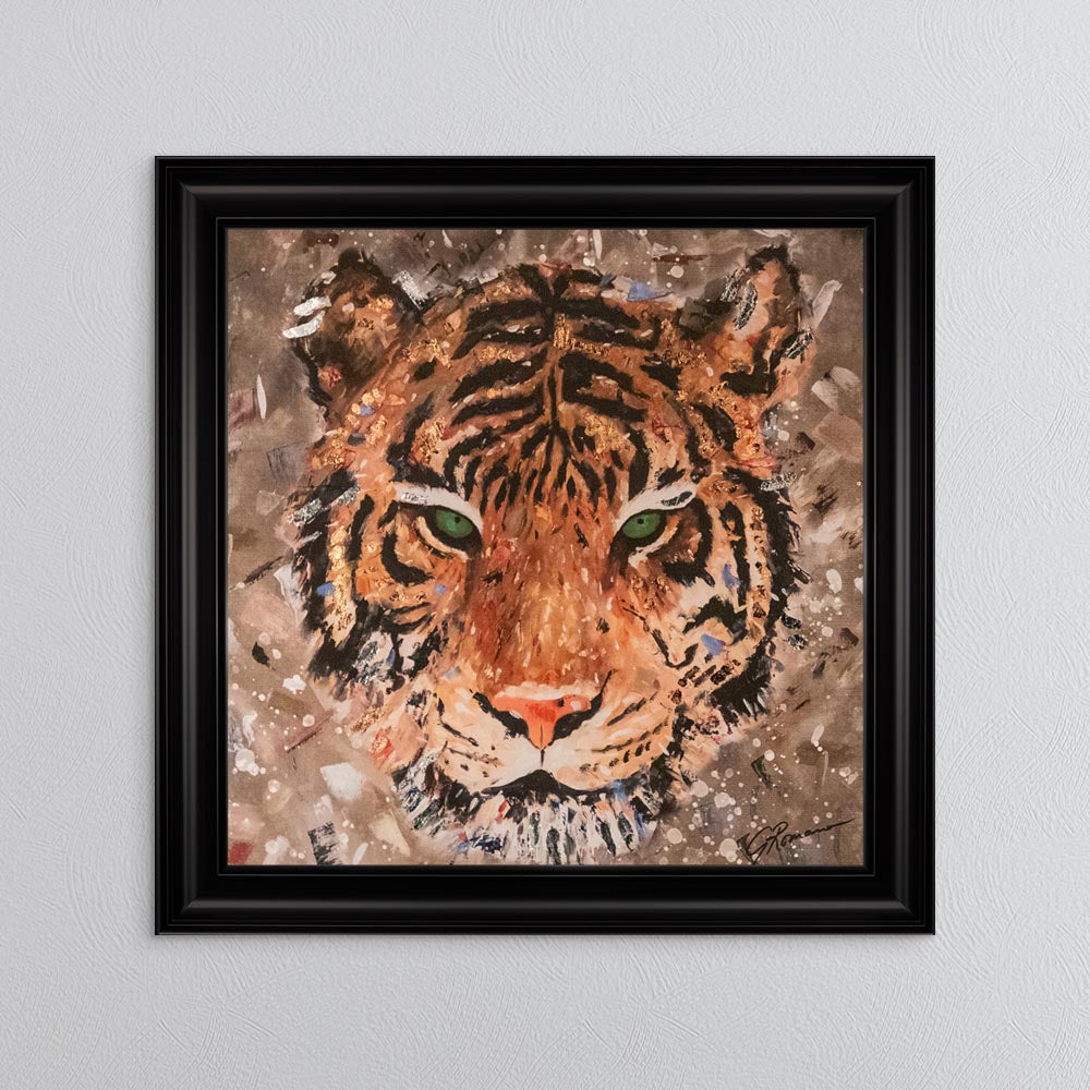 Colour Tiger with Multi Foil Embellishment Framed Wall Art