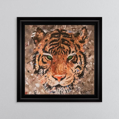 Colour Tiger with Multi Foil Embellishment Framed Wall Art