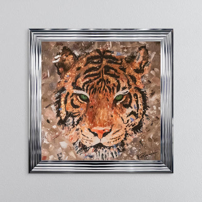 Colour Tiger with Multi Foil Embellishment Framed Wall Art