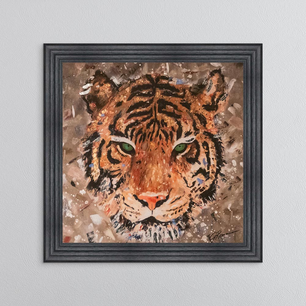 Colour Tiger with Multi Foil Embellishment Framed Wall Art