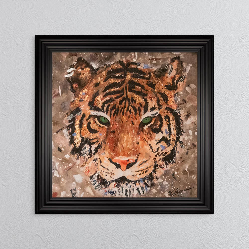 Colour Tiger with Multi Foil Embellishment Framed Wall Art