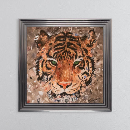 Colour Tiger with Multi Foil Embellishment Framed Wall Art