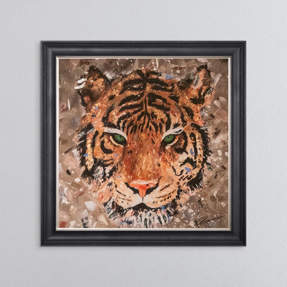 Colour Tiger with Multi Foil Embellishment Framed Wall Art