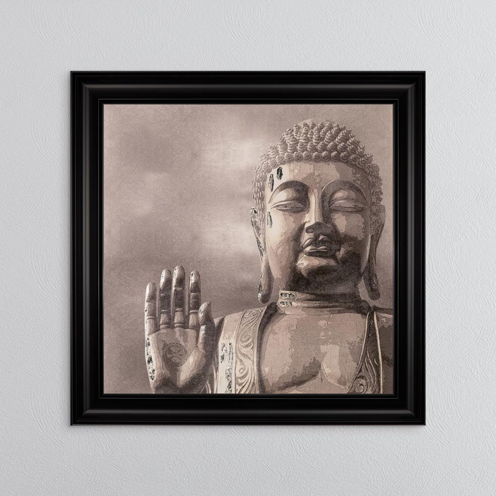 Buddha 4 with Silver Foil Embellishment - Framed Wall Art