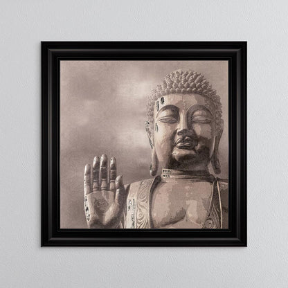 Buddha 4 with Silver Foil Embellishment - Framed Wall Art