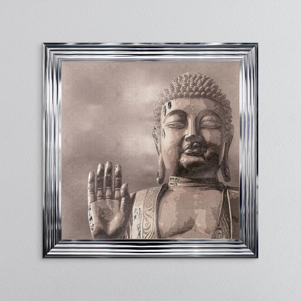 Buddha 4 with Silver Foil Embellishment - Framed Wall Art