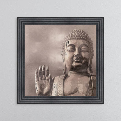 Buddha 4 with Silver Foil Embellishment - Framed Wall Art