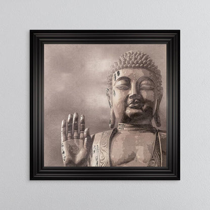 Buddha 4 with Silver Foil Embellishment - Framed Wall Art