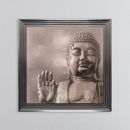 Buddha 4 with Silver Foil Embellishment - Framed Wall Art