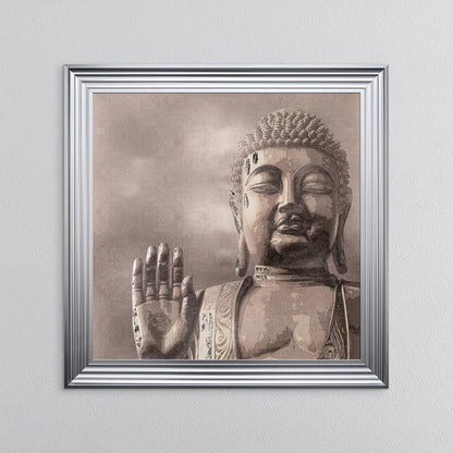 Buddha 4 with Silver Foil Embellishment - Framed Wall Art